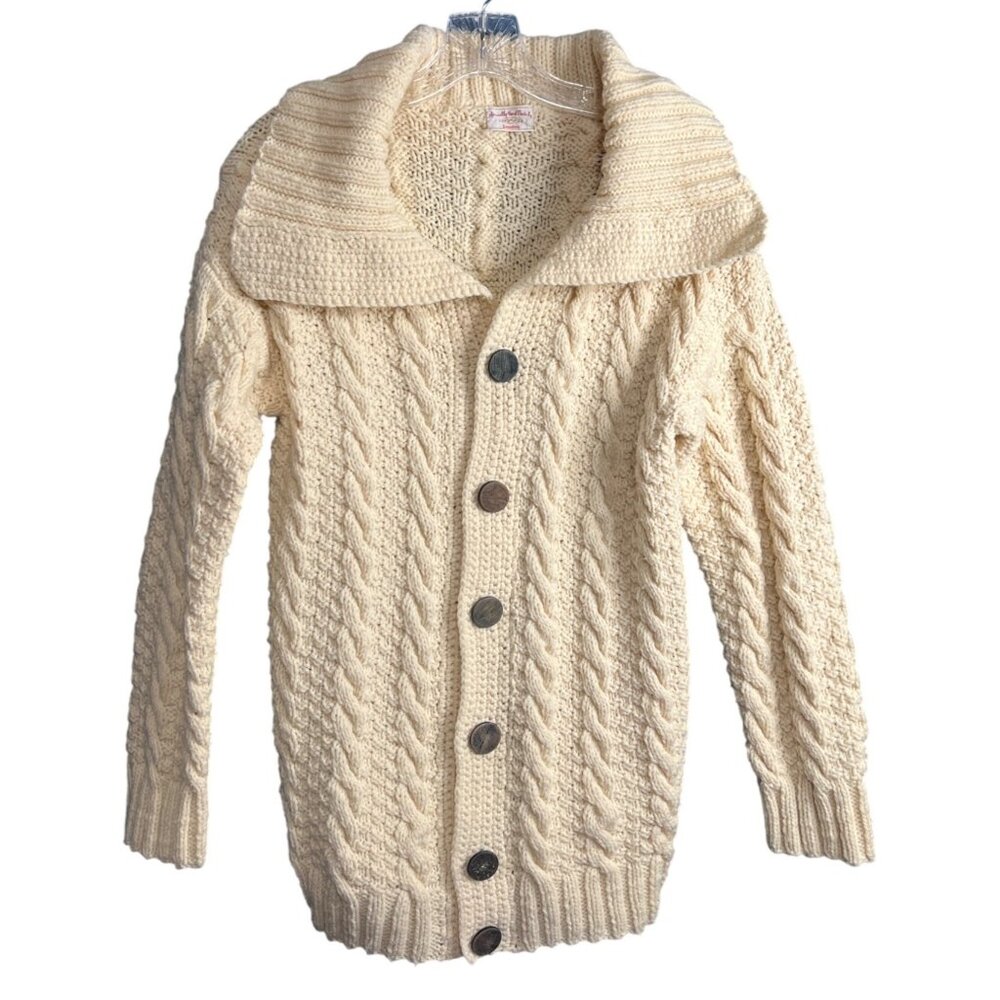 Hand knit Cable Knit chunky Cardigan Sweater  Womens S/M